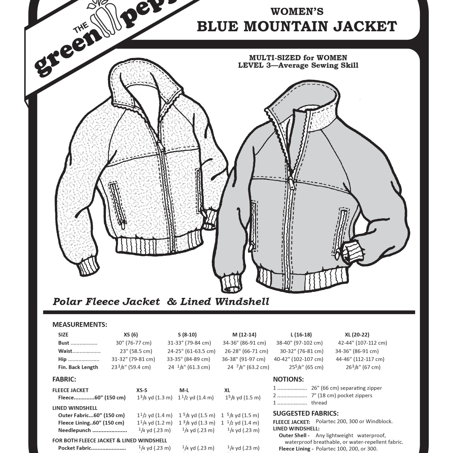 513 – Women's Blue Mountain Jacket Pattern