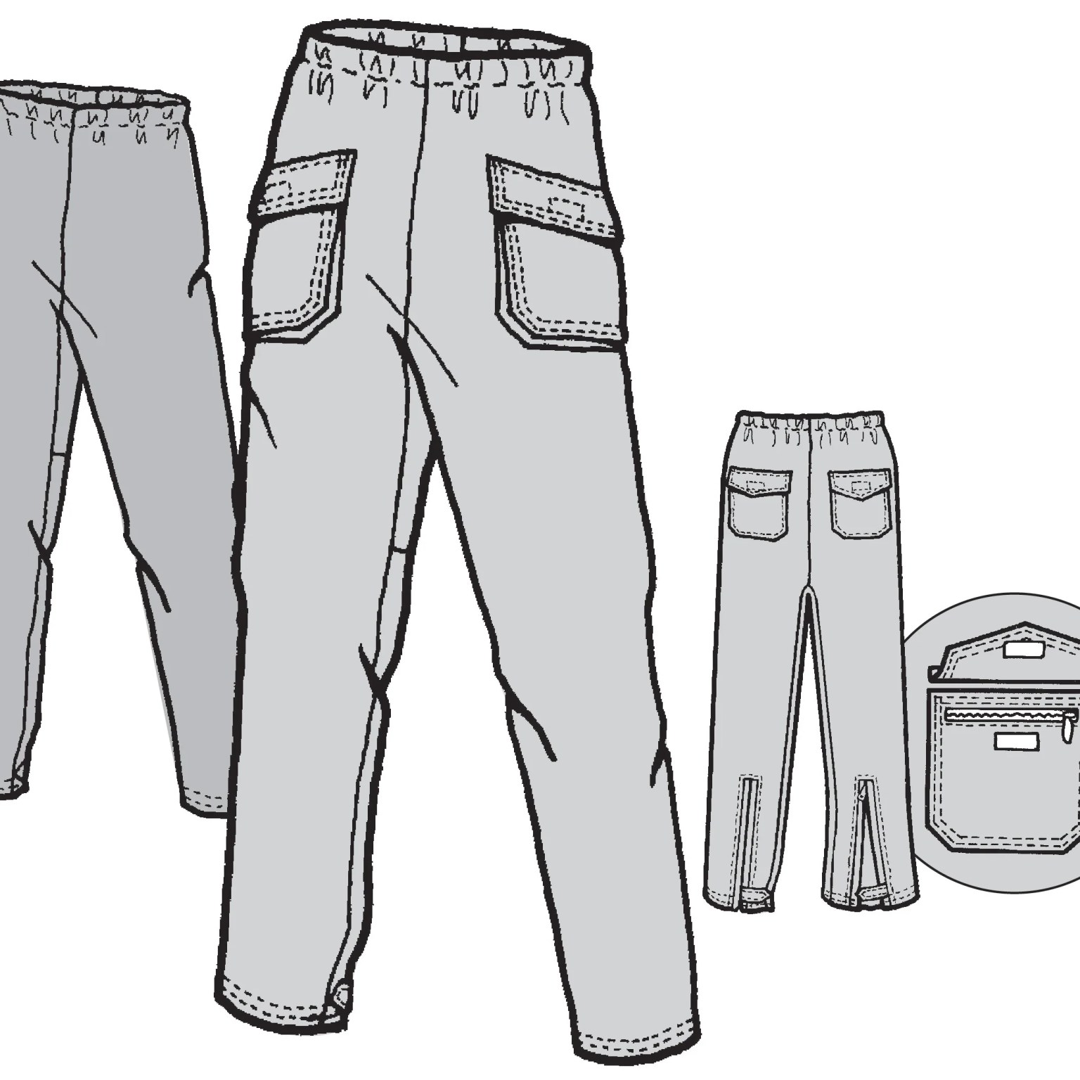 523 – Adult's Fish Lake Cargo Rain Pants Pattern