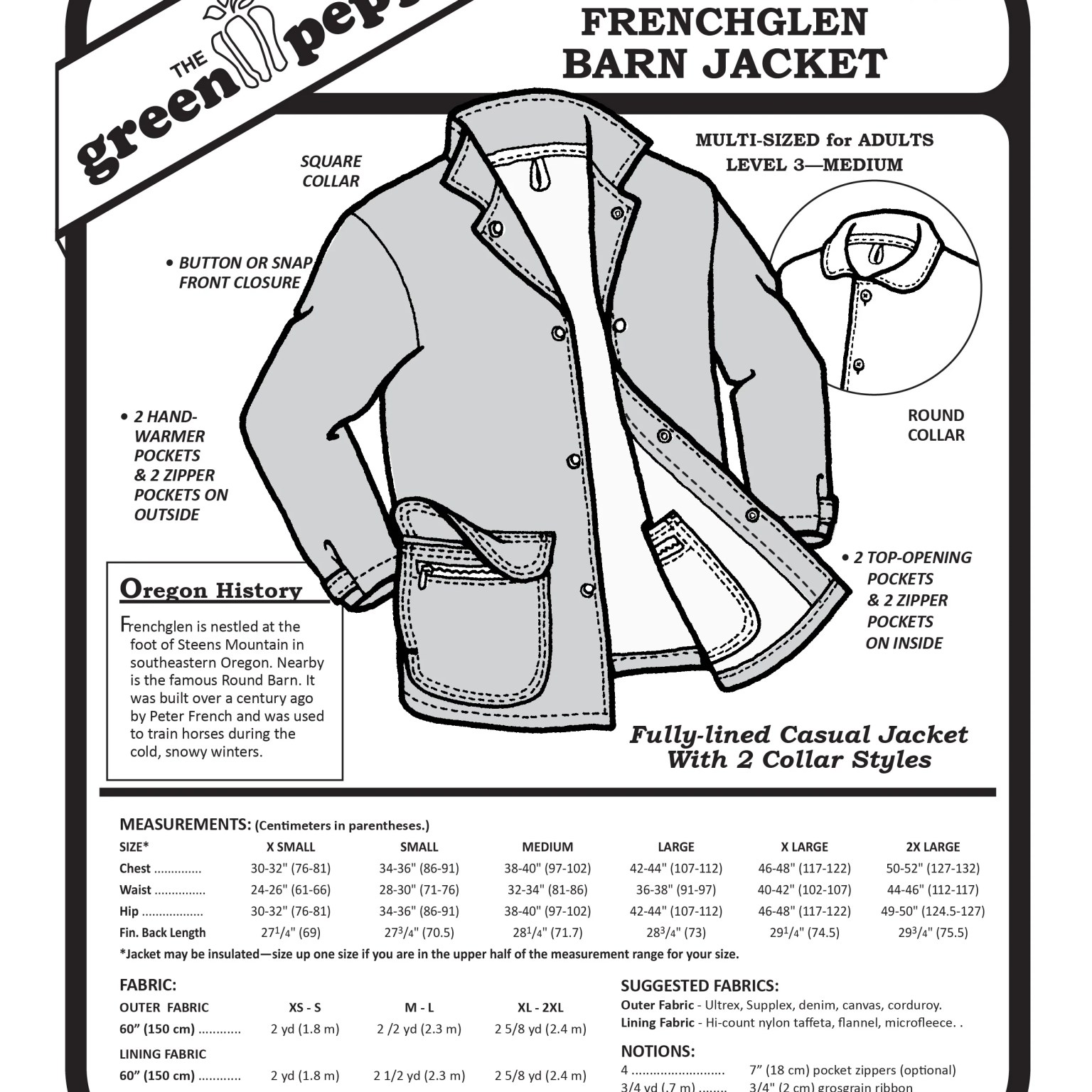 537 – Adult's Frenchglen Barn Jacket Pattern