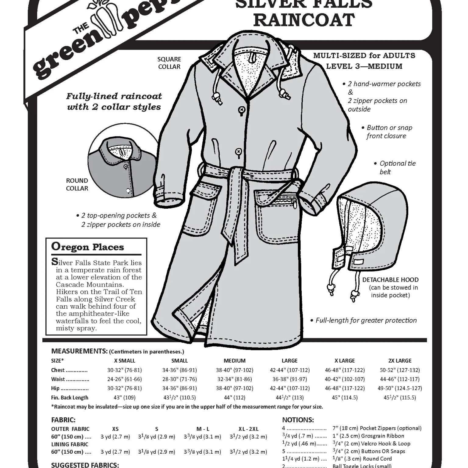 539 – Silver Falls Raincoat Pattern