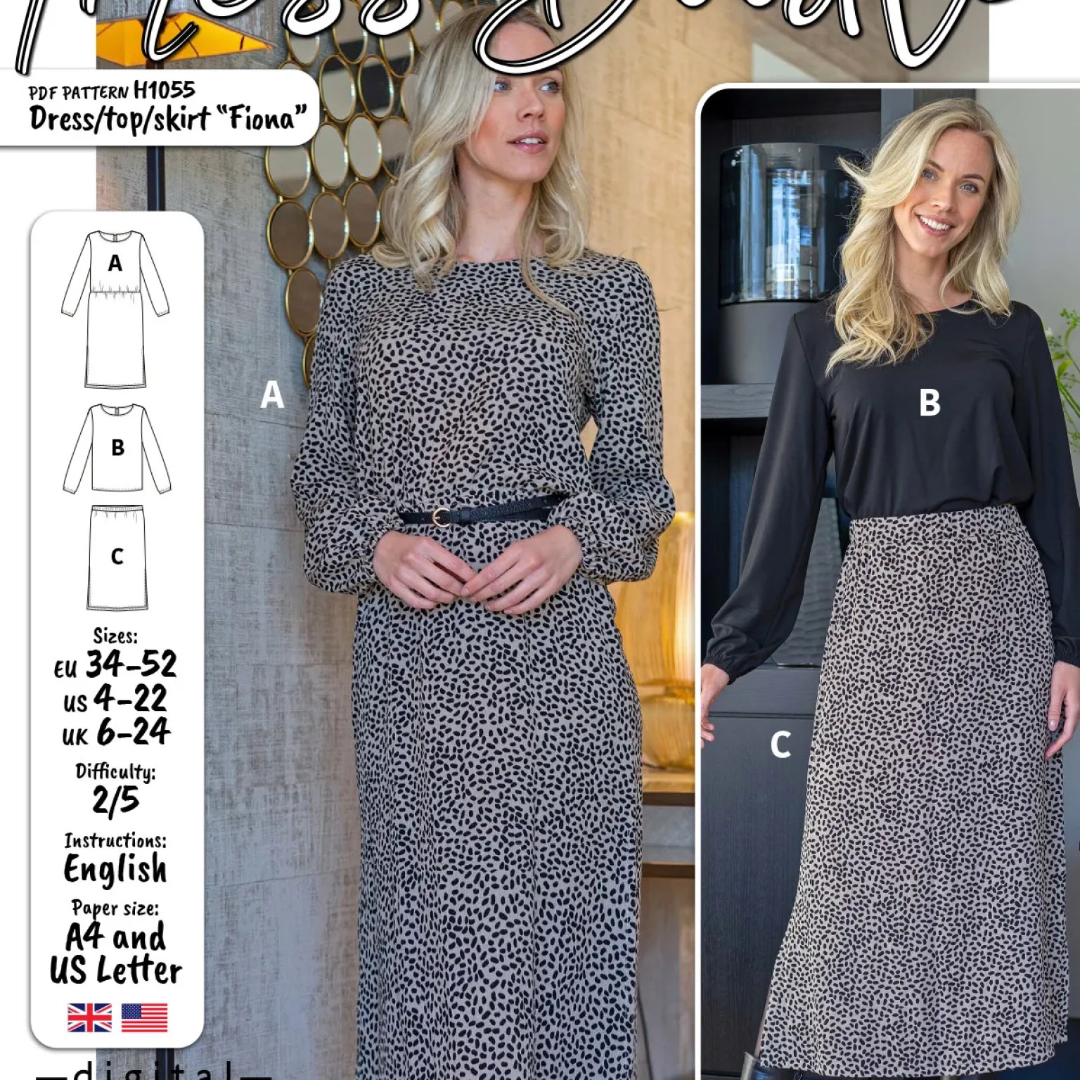 H1055 Dress/Top/Skirt Fiona