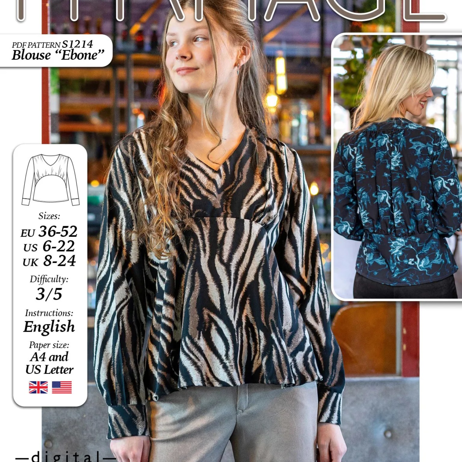 S1214 Blouse Ebone