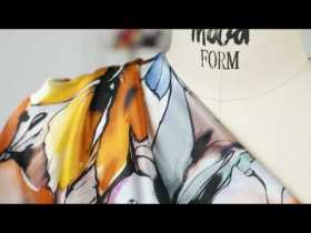 Mood Exclusive Italian Blue Gray, Harvest Pumpkin and Yellow Outlined Florals Silk Charmeuse Mood Exclusive Italian Blue Gray, Harvest Pumpkin and Yellow Outlined Florals Silk Charmeuse