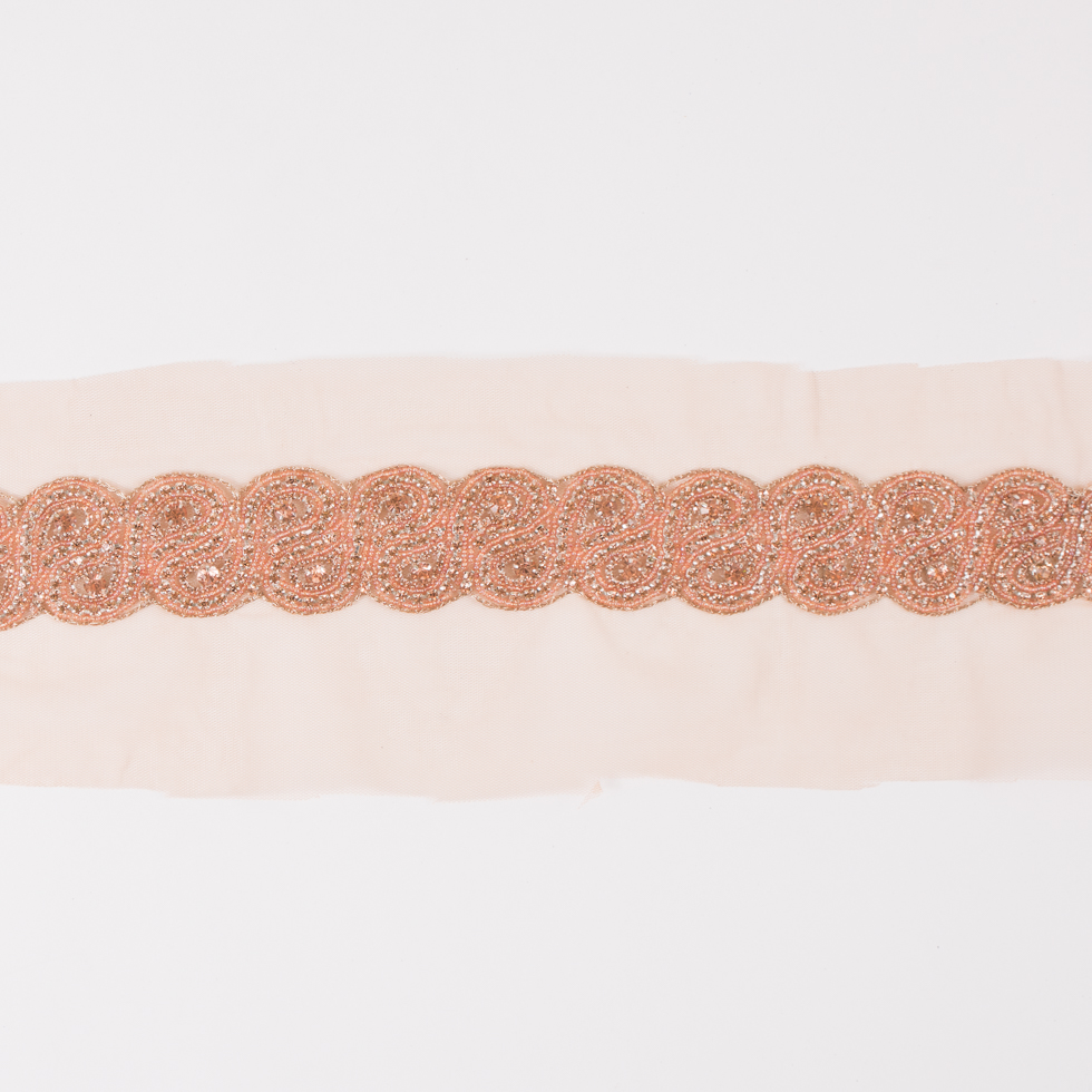 1.5″ Peach Rhinestone Beaded Trim 1.5″ Peach Rhinestone Beaded Trim