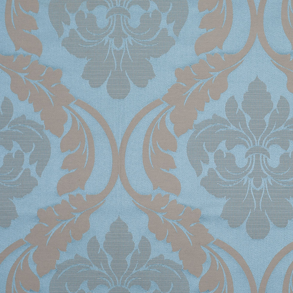 Oil Blue Floral Damask-Pattern Satin Jacquard Oil Blue Floral Damask-Pattern Satin Jacquard