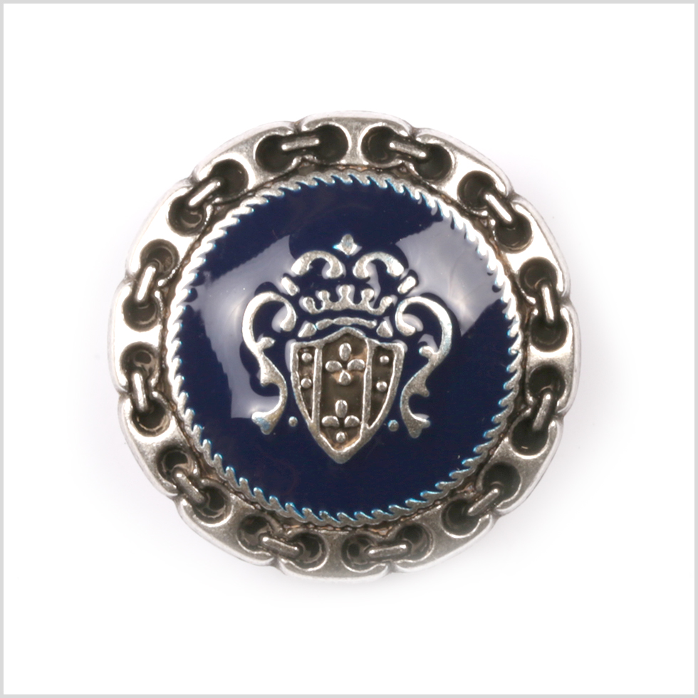 Navy and Silver Metal Blazer Crest Button – 24L/15mm Navy and Silver Metal Blazer Crest Button – 24L/15mm
