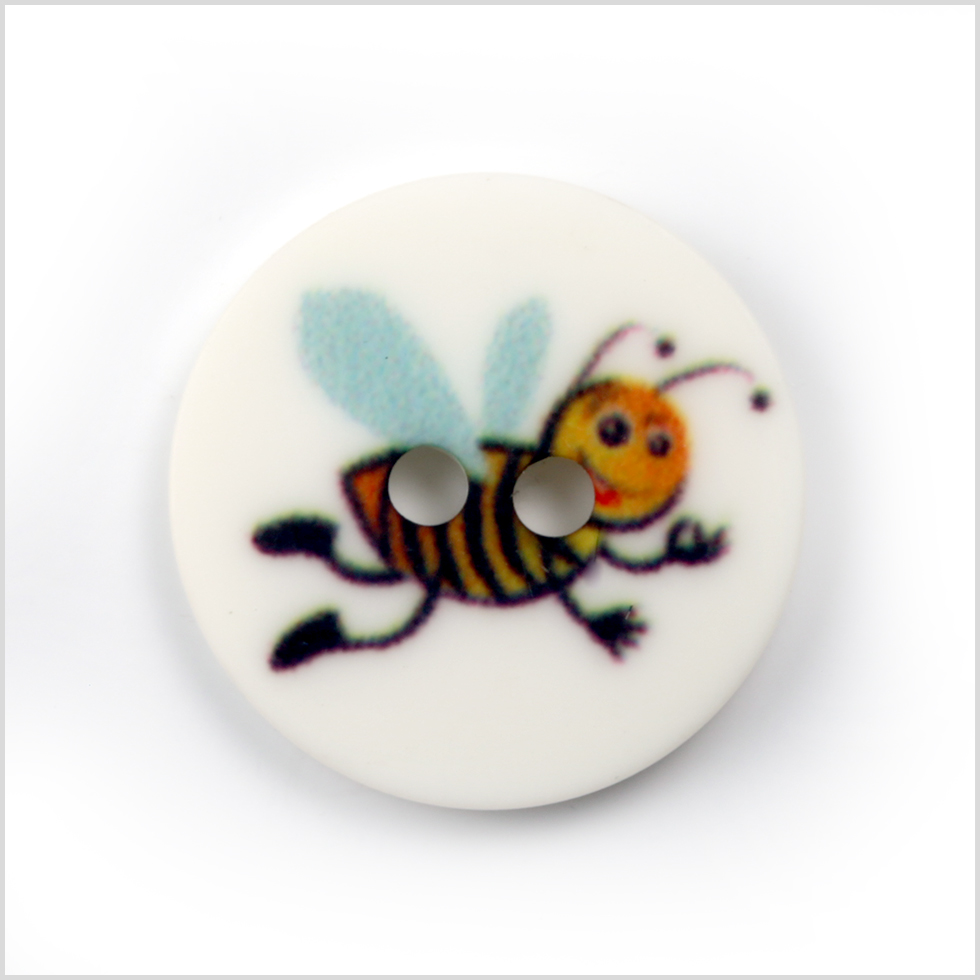 White Kids Bumblebee Button – 24L/15mm White Kids Bumblebee Button – 24L/15mm