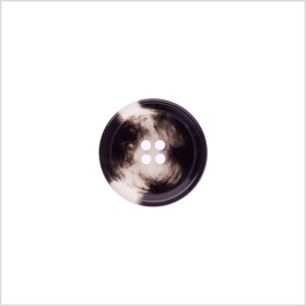 Italian Shiny Black/White Rimmed 4-Hole Button – 32L/20mm Italian Shiny Black/White Rimmed 4-Hole Button – 32L/20mm