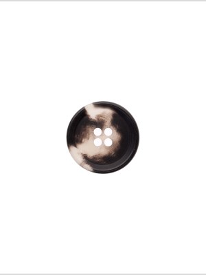 Italian Matte Black/White Rimmed 4-Hole Button – 24L/15mm Italian Matte Black/White Rimmed 4-Hole Button – 24L/15mm