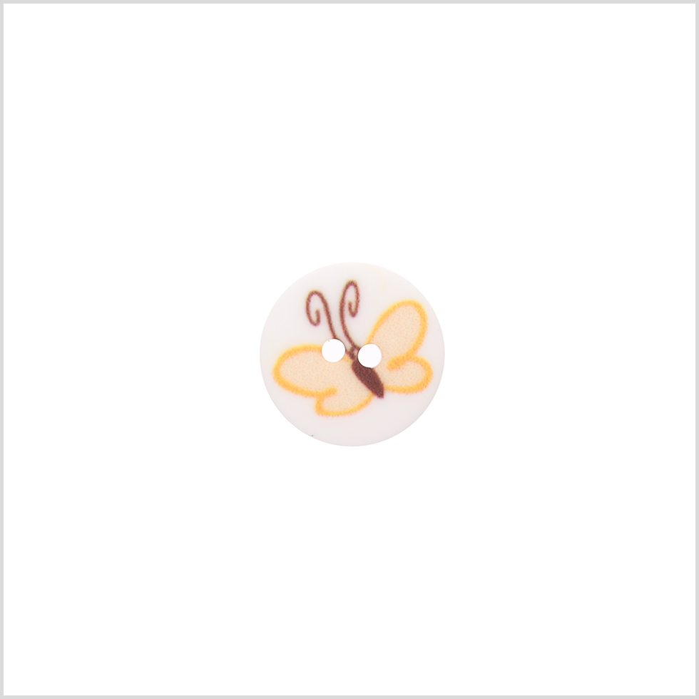 Italian Yellow Kids Butterfly Button – 24L/15mm Italian Yellow Kids Butterfly Button – 24L/15mm