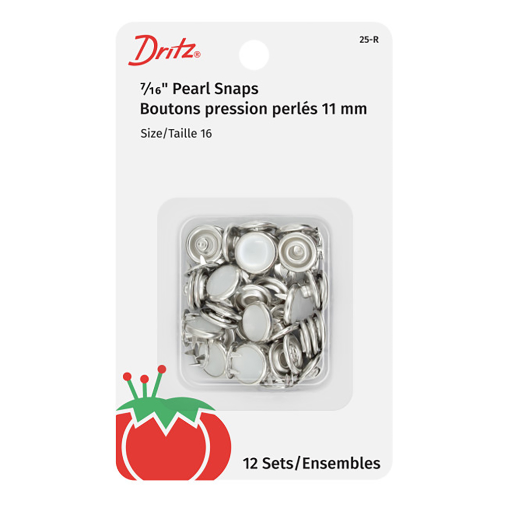 Dritz Pearl Snap Fasteners - White - 7/16", 12 Sets