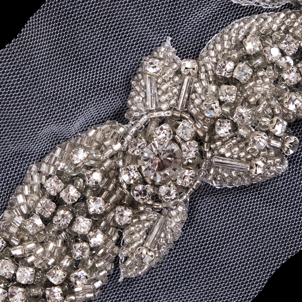 Silver Fancy Rhinestone Trim - 1.25"