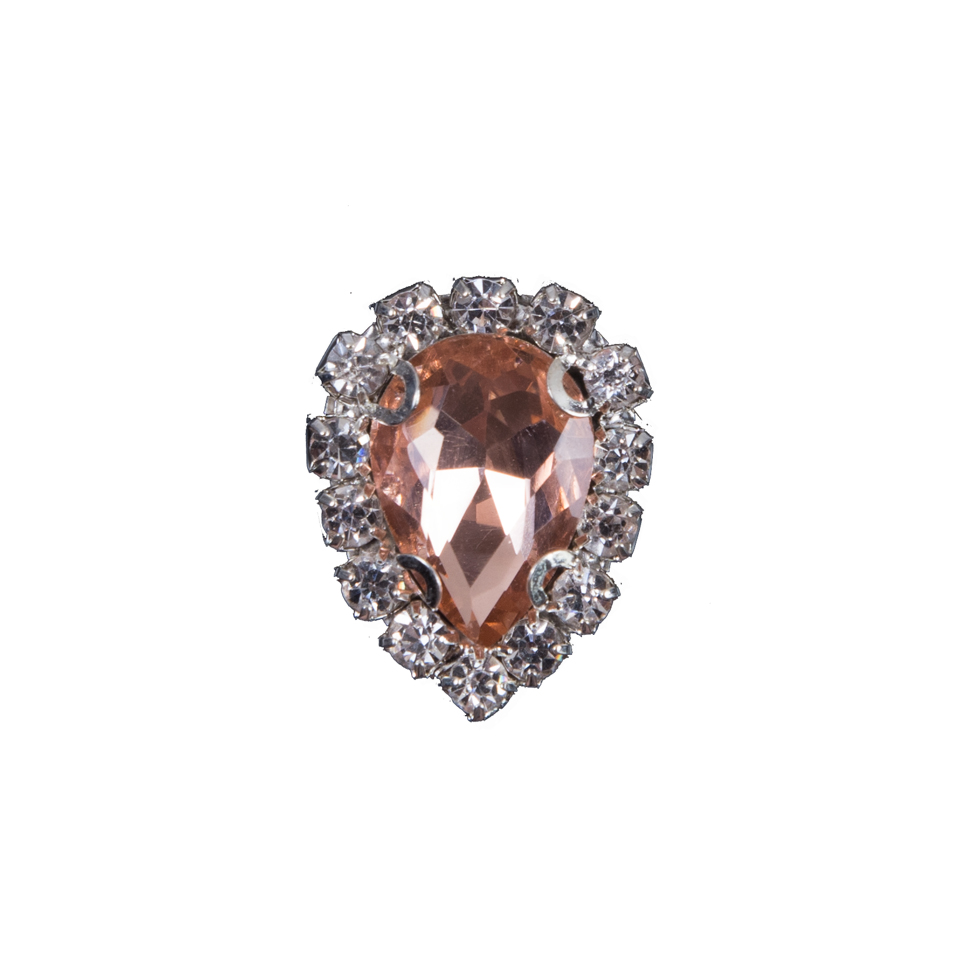 Italian Peach Teardrop Rhinestone Button – 32L/20mm Italian Peach Teardrop Rhinestone Button – 32L/20mm