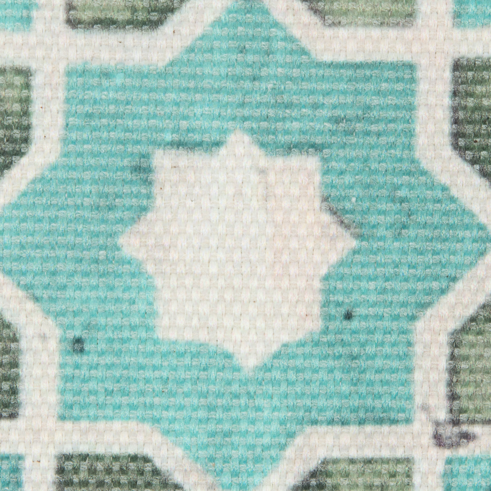 Spa Blue/Green Geometric Floral Outdoor Canvas
