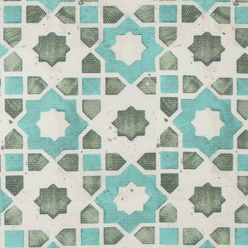 Spa Blue/Green Geometric Floral Outdoor Canvas Spa Blue/Green Geometric Floral Outdoor Canvas