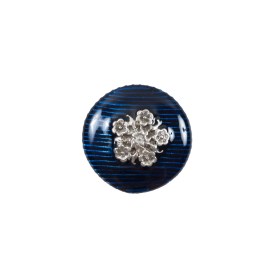 Italian Royal Blue and Silver Floral Metal Button – 24L/15mm Italian Royal Blue and Silver Floral Metal Button – 24L/15mm
