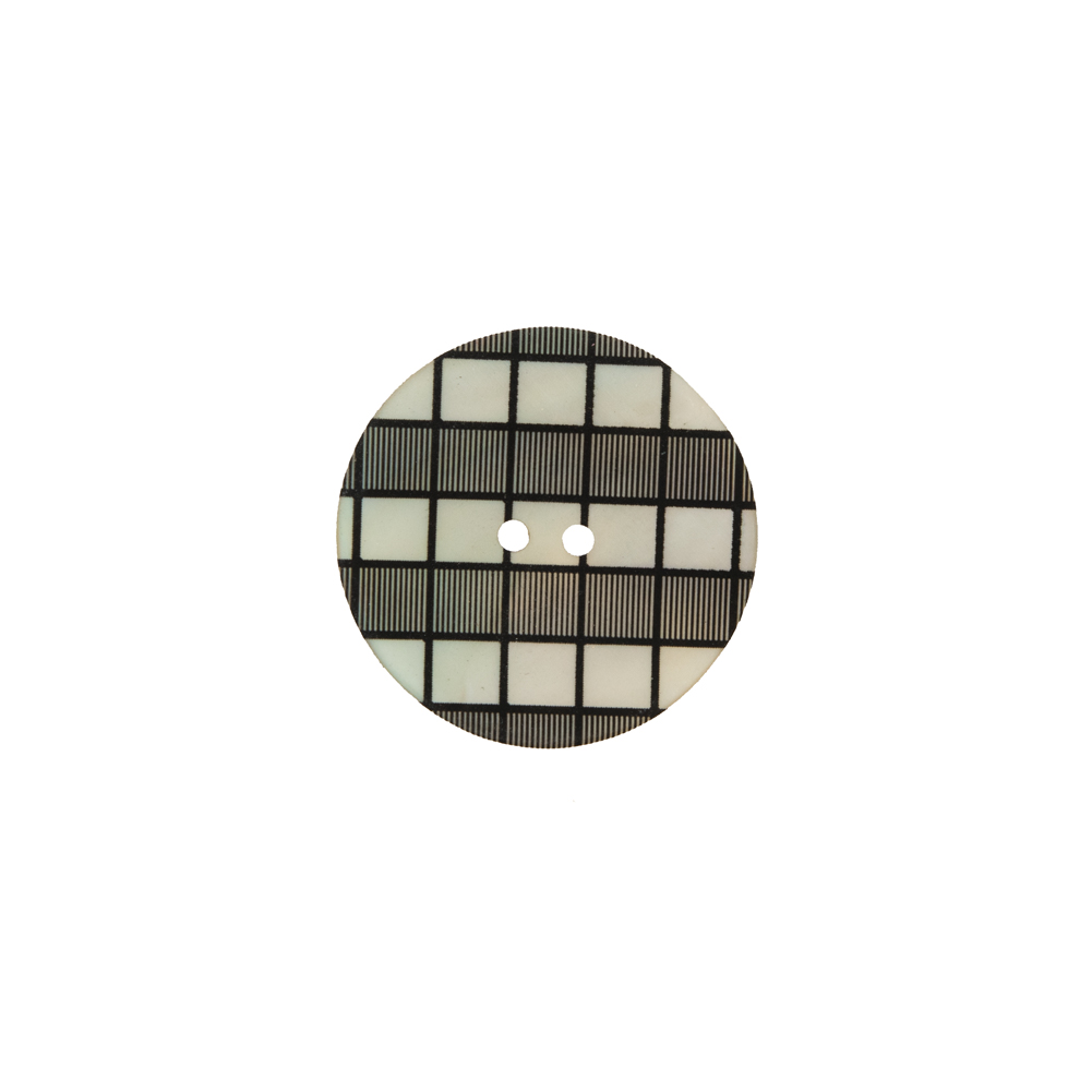 Italian Black and White Checkered Mother Of Pearl Button – 24L/15mm Italian Black and White Checkered Mother Of Pearl Button – 24L/15mm
