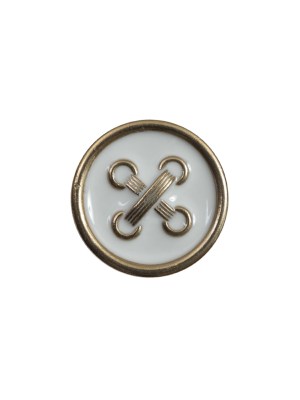 Italian White and Gold Metal Button – 24L/15mm Italian White and Gold Metal Button – 24L/15mm