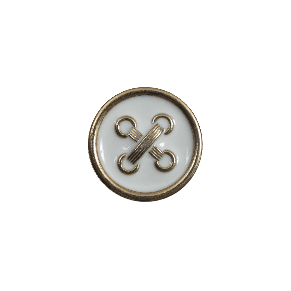 Italian White and Gold Metal Button – 24L/15mm Italian White and Gold Metal Button – 24L/15mm