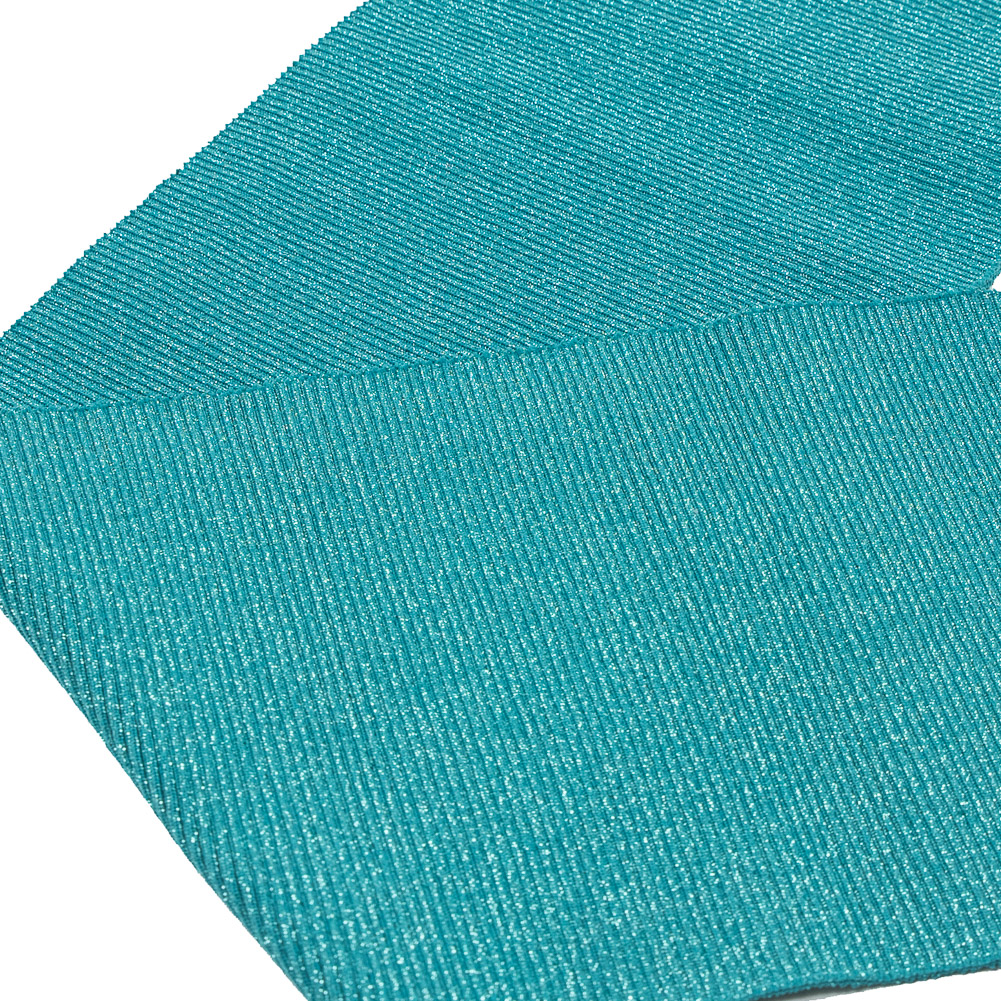 Shark Green Sparkle Rib Knit Trim - 7" x 29"