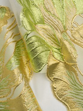 Metallic Lime, Gold and White Fantastic Flowers Luxury Burnout Brocade Metallic Lime, Gold and White Fantastic Flowers Luxury Burnout Brocade