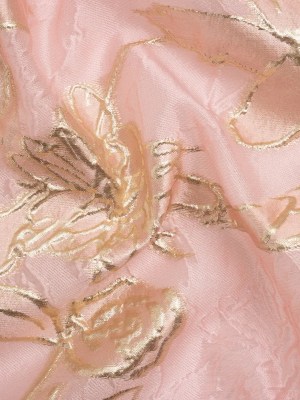 Metallic Gold and Pink Floating Flowers Luxury Burnout Brocade Metallic Gold and Pink Floating Flowers Luxury Burnout Brocade