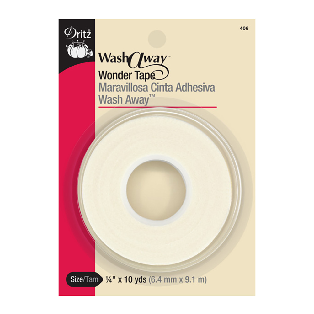 Dritz Wash-A-Wayâ„¢ Wonder Tape - Double-Sided Transparent Water Soluble Tape - 0.25" x 10yds