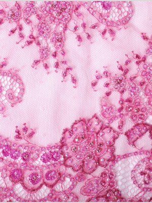 11.8″ Fuchsia Fancy Beaded Sequined Lace Trim 11.8″ Fuchsia Fancy Beaded Sequined Lace Trim
