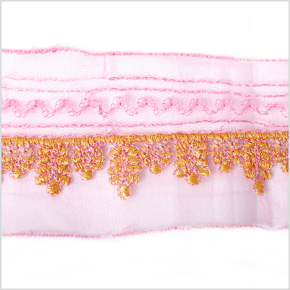 Pink/Gold Metallic Emboidered Trim Pink/Gold Metallic Emboidered Trim
