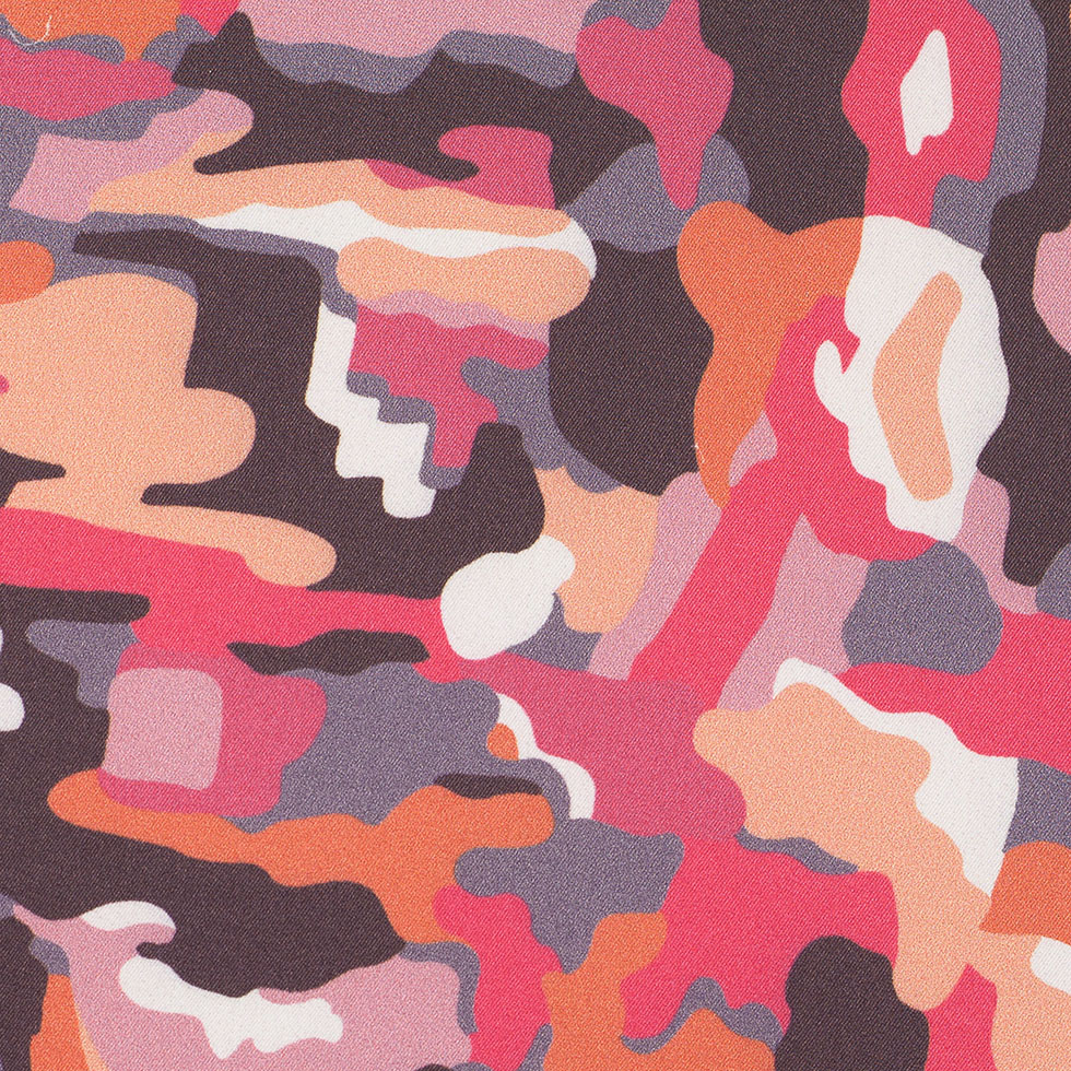 NYC Designer Peach Camo Poly Charmeuse NYC Designer Peach Camo Poly Charmeuse