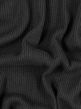 Italian Black 2×2 Wool Rib Knit Italian Black 2×2 Wool Rib Knit