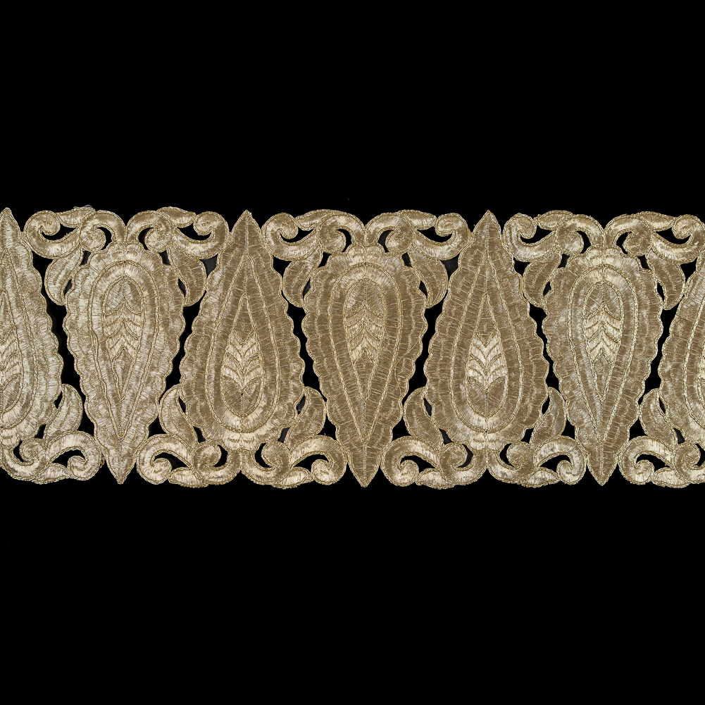 Metallic Gold Wide Paisley-Like Trim – 5.5″ Metallic Gold Wide Paisley-Like Trim – 5.5″