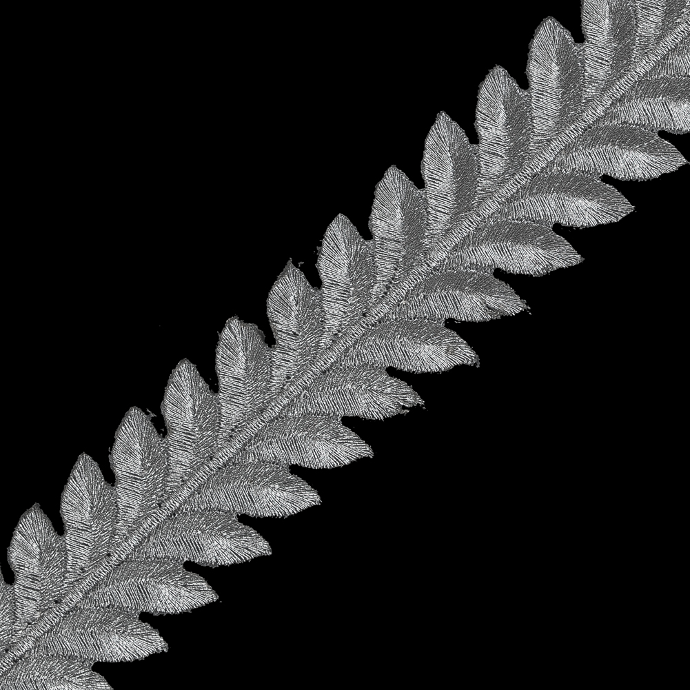 Metallic Silver Iron-on Leaf Trim - 1.25"