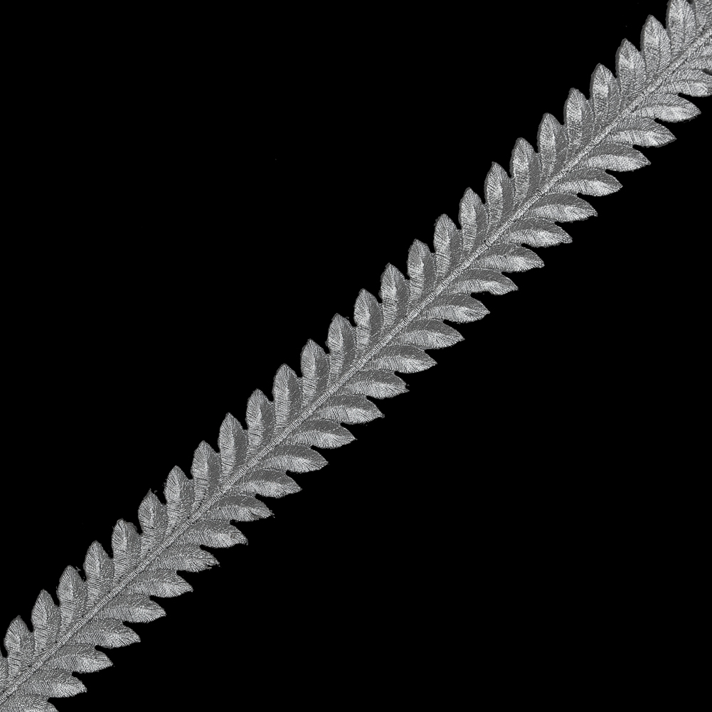 Metallic Silver Iron-on Leaf Trim – 1.25″ Metallic Silver Iron-on Leaf Trim – 1.25″