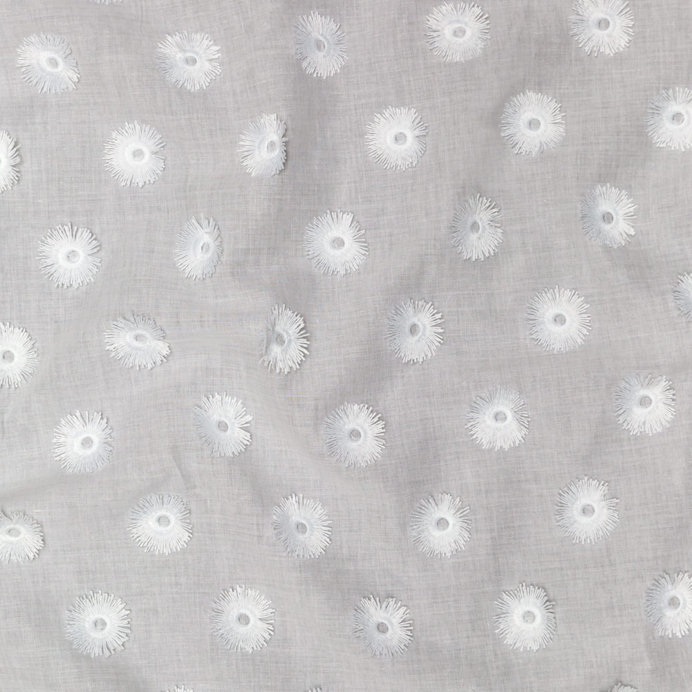 Off-White 3D Sunflower Embroidered Cotton Voile Off-White 3D Sunflower Embroidered Cotton Voile