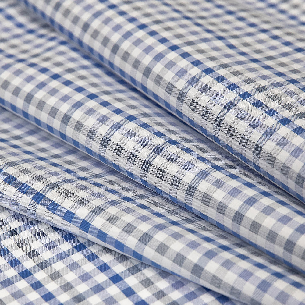 Premium Blue, Eventide and White Plaid Cotton Shirting Premium Blue, Eventide and White Plaid Cotton Shirting