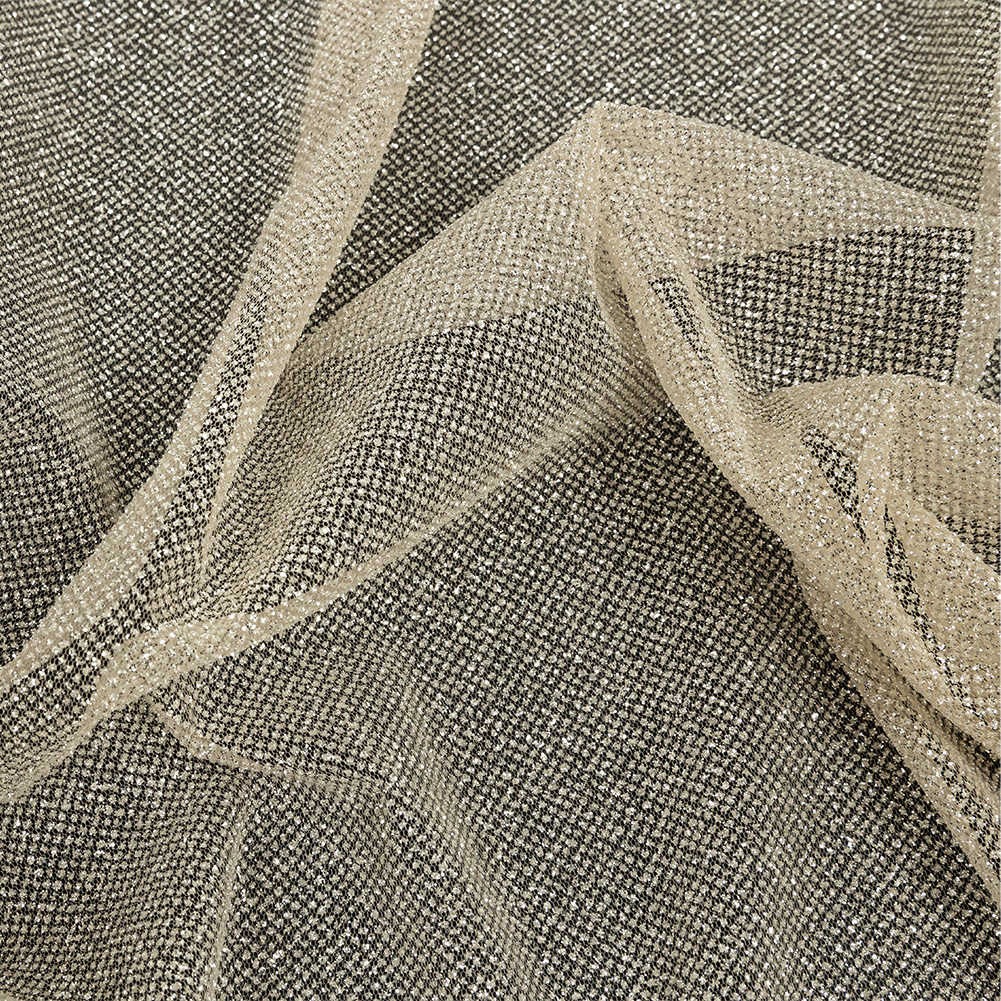 Tulle with Metallic Platinum Glitter – Champagne – Platina Collection Tulle with Metallic Platinum Glitter – Champagne – Platina Collection
