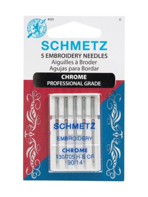 Schmetz Chrome Embroidery Machine Needles – 90/14 – 5 ct Schmetz Chrome Embroidery Machine Needles – 90/14 – 5 ct