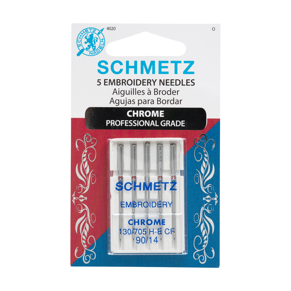 Schmetz Chrome Embroidery Machine Needles – 90/14 – 5 ct Schmetz Chrome Embroidery Machine Needles – 90/14 – 5 ct