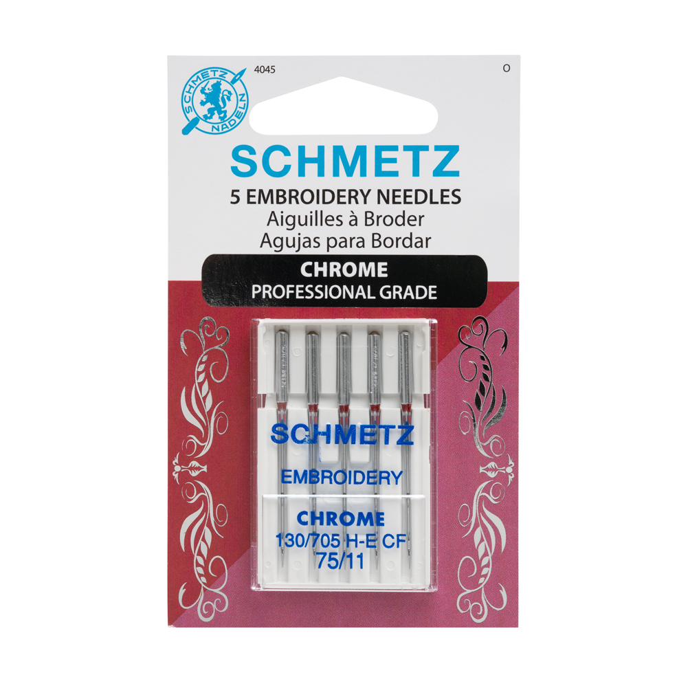 Schmetz Chrome Embroidery Machine Needles – 75/11 – 5 ct Schmetz Chrome Embroidery Machine Needles – 75/11 – 5 ct