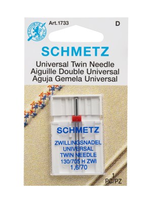 Schmetz Universal Twin Machine Needle – 1.6/70 – 1 ct Schmetz Universal Twin Machine Needle – 1.6/70 – 1 ct