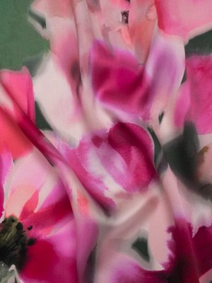 Silk Charmeuse Print 16MM, Made in Italy – Hot Pink and Forest Green Soft Watercolor Florals Silk Charmeuse Print 16MM, Made in Italy – Hot Pink and Forest Green Soft Watercolor Florals