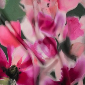 Silk Charmeuse Print 16MM, Made in Italy – Hot Pink and Forest Green Soft Watercolor Florals Silk Charmeuse Print 16MM, Made in Italy – Hot Pink and Forest Green Soft Watercolor Florals