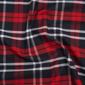 Cotton Oxford Shirting – Navy Blue, Red and White Plaid – Deadstock Cotton Oxford Shirting – Navy Blue, Red and White Plaid – Deadstock