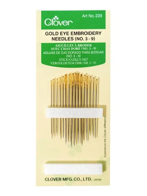 Clover Gold Eye Embroidery Needles – Sizes 3-9 – 16 ct Clover Gold Eye Embroidery Needles – Sizes 3-9 – 16 ct