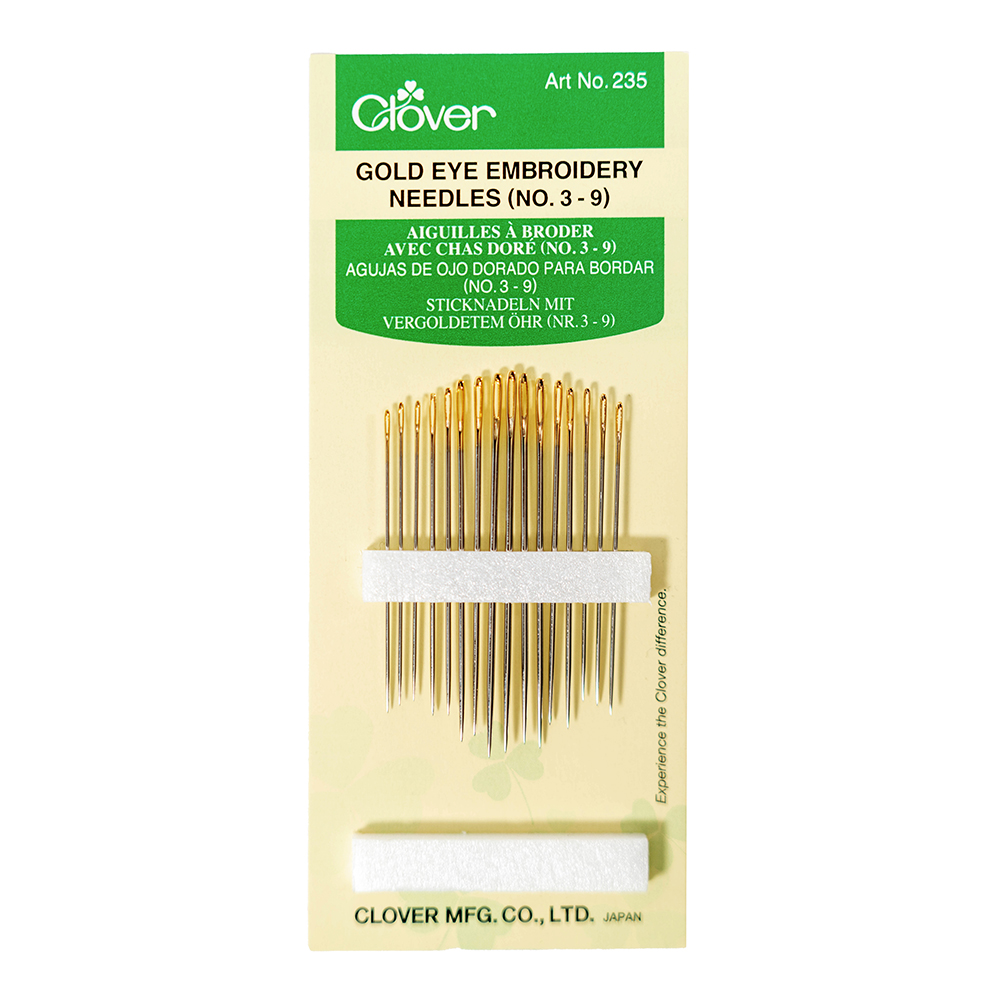 Clover Gold Eye Embroidery Needles – Sizes 3-9 – 16 ct Clover Gold Eye Embroidery Needles – Sizes 3-9 – 16 ct
