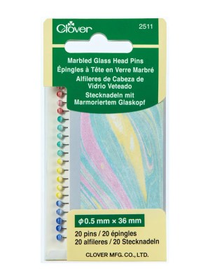 Clover Marbled Glass Head Pins – Assorted Colors – 20 ct Clover Marbled Glass Head Pins – Assorted Colors – 20 ct