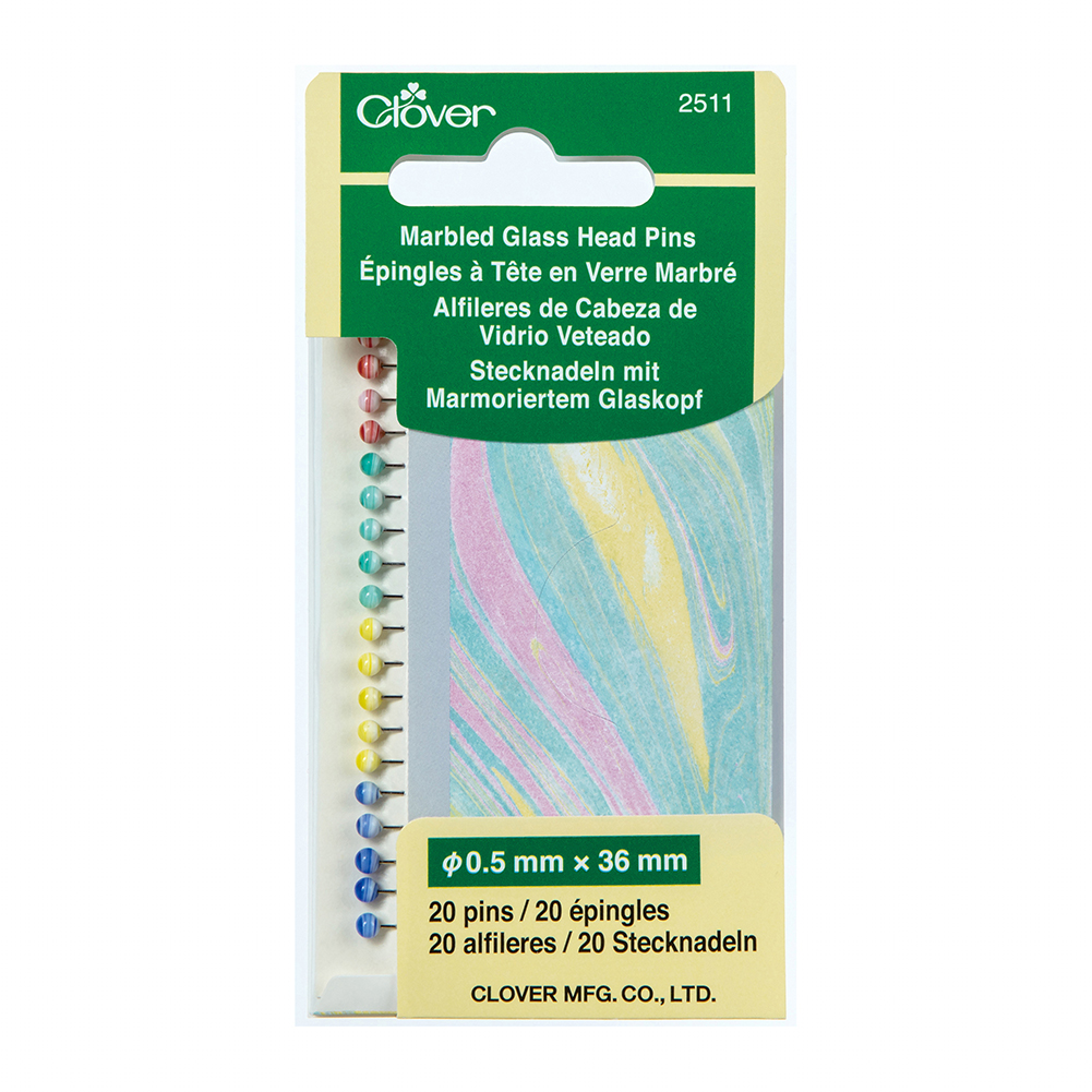Clover Marbled Glass Head Pins – Assorted Colors – 20 ct Clover Marbled Glass Head Pins – Assorted Colors – 20 ct