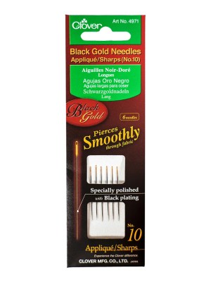Clover Black Gold Applique/Sharp Needles – Size 10 – 6 ct Clover Black Gold Applique/Sharp Needles – Size 10 – 6 ct