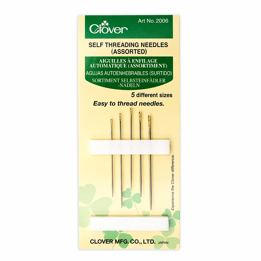 Clover Self Threading Hand Sewing Needles – Assorted Sizes – 5 ct Clover Self Threading Hand Sewing Needles – Assorted Sizes – 5 ct